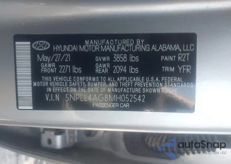 2021 Hyundai Elantra Se из США, поврежденный, VIN 5NPLL4AG8MH052542